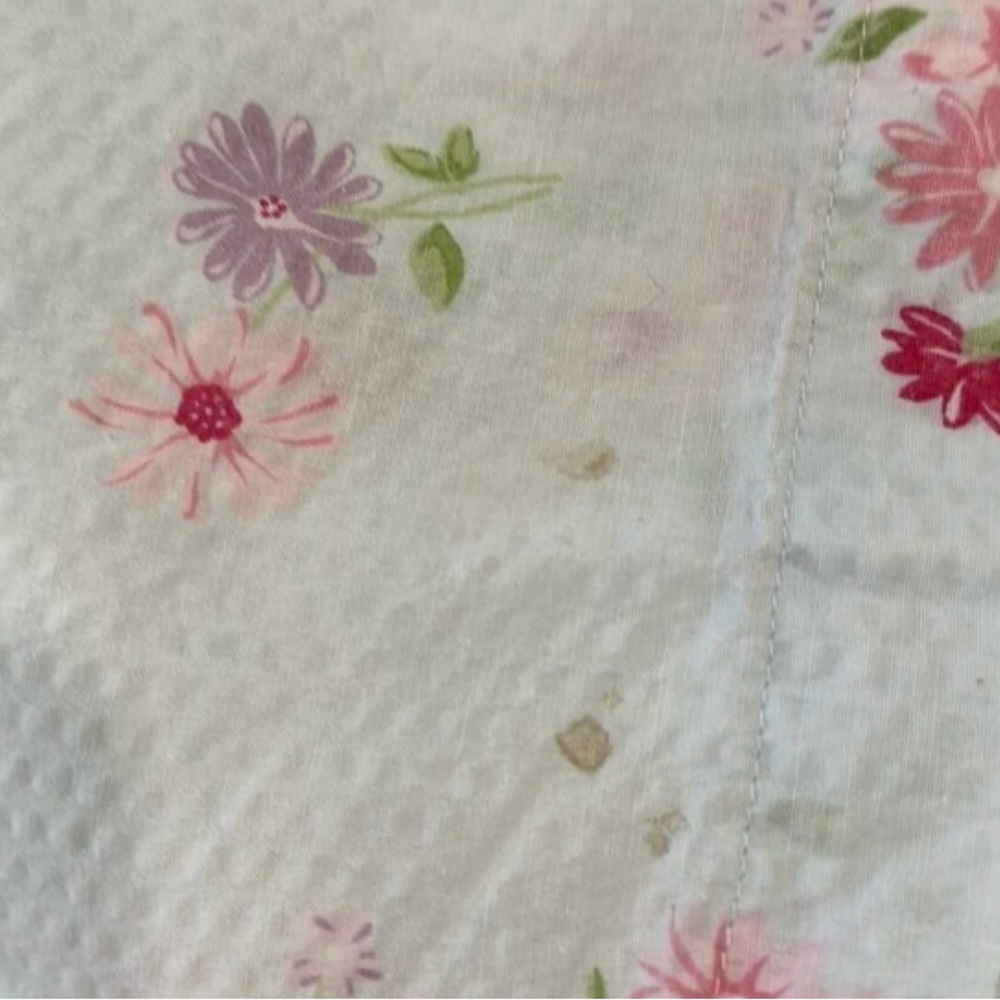 Vanity Fair Light Blue Floral Button-Front Housecoat with Pink Trim - Picture 12 of 12